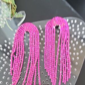 Vibrant Pink Beaded Earrings